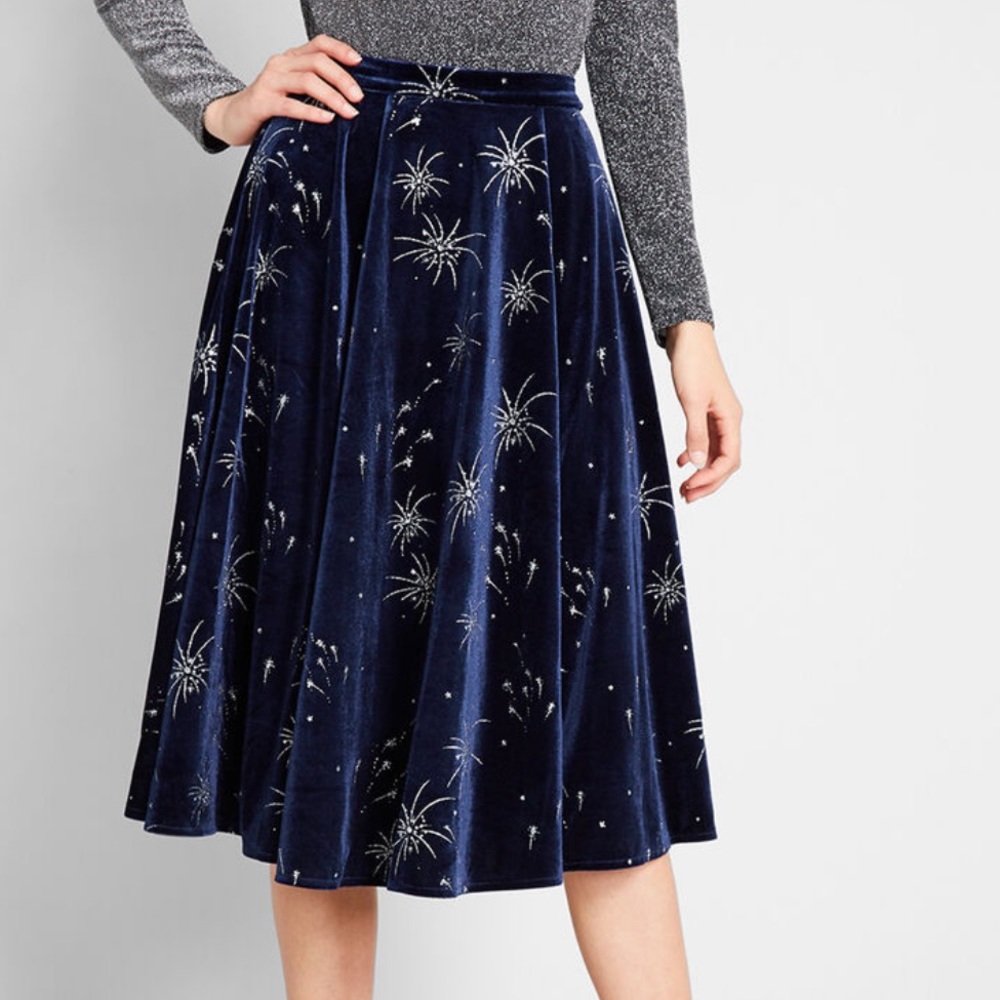 NWOT ModCloth Let Sparks Fly Midi Skirt
